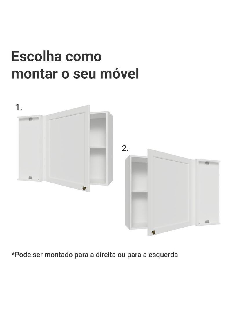 Armário aéreo de canto 1 porta branco vik madesa