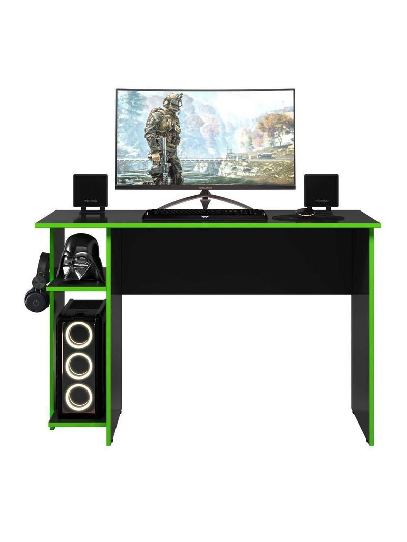 Mesa P/ Escritório E Gamer Preto Fosco/verde (387577)