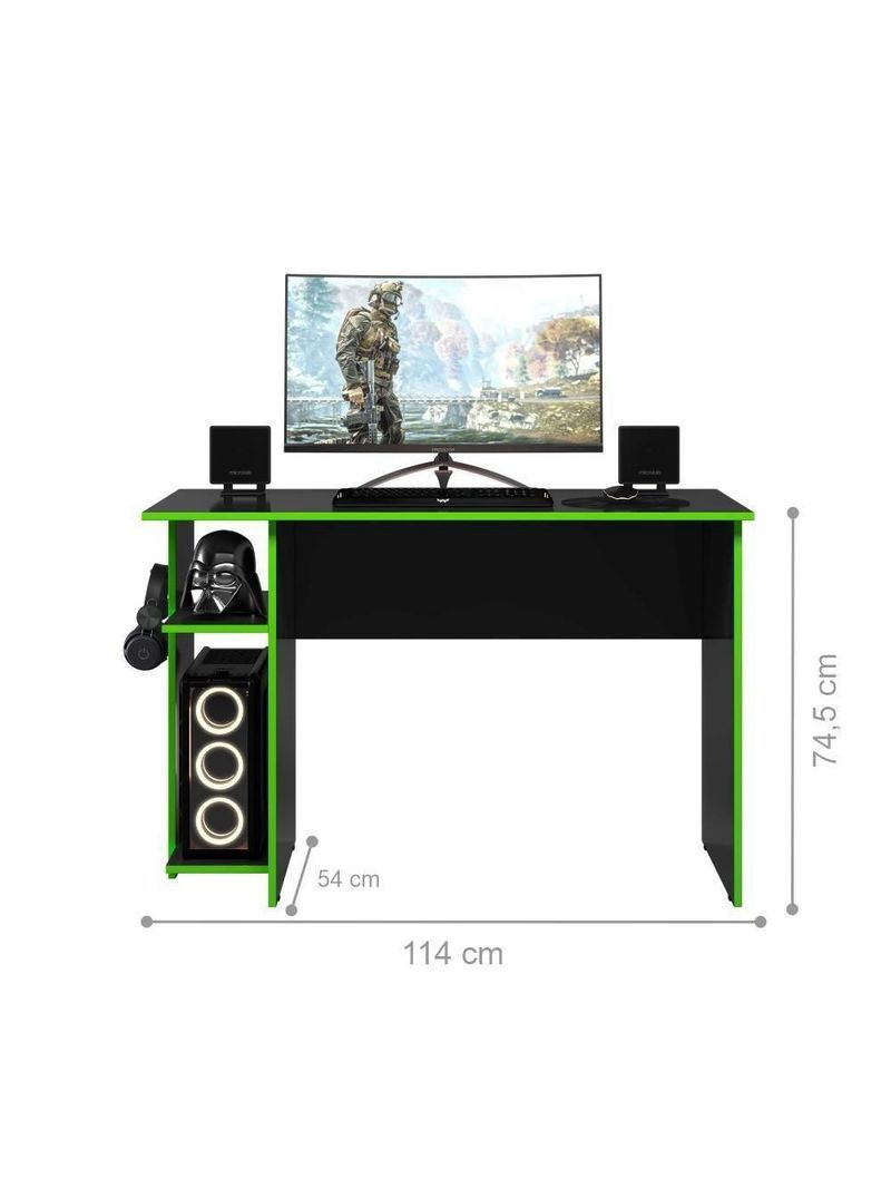 Mesa P/ Escritório E Gamer Preto Fosco/verde (387577)