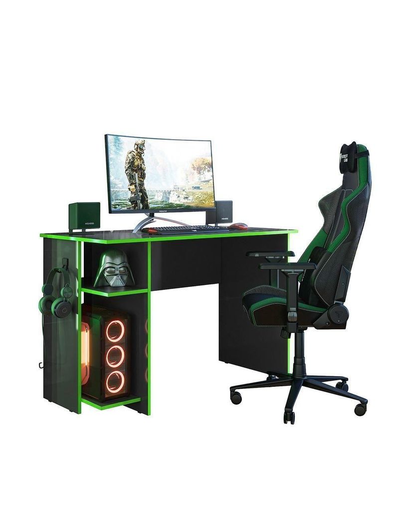 Mesa P/ Escritório E Gamer Preto Fosco/verde (387577)