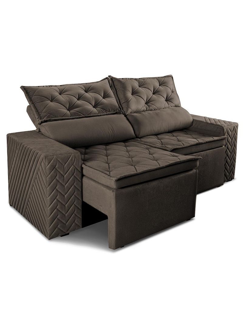 Sofá Retrátil E Reclinável 2,00m Essence Velusoft Café Cama Inbox
