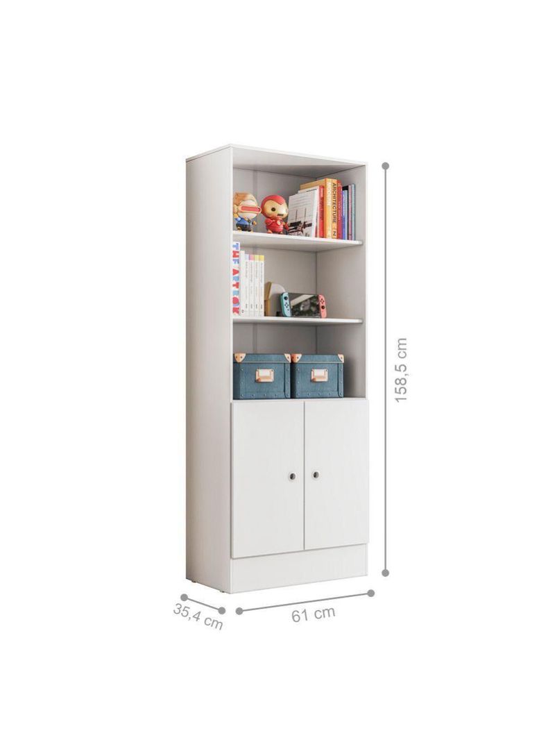 Mesa P/ Escritório E Gamer Branco/branco (38755) + Armario Gamer Branco/branco (40955)
