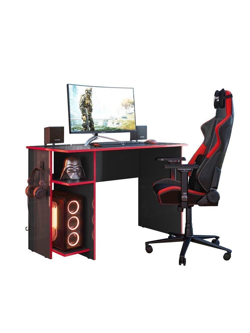 Mesa P/ Escritório E Gamer Preto Fosco/vermelho (387576)