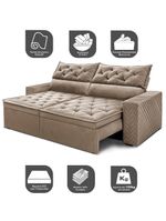 Sofá Retrátil E Reclinável 2,30m Essence Velusoft Bege Cama Inbox