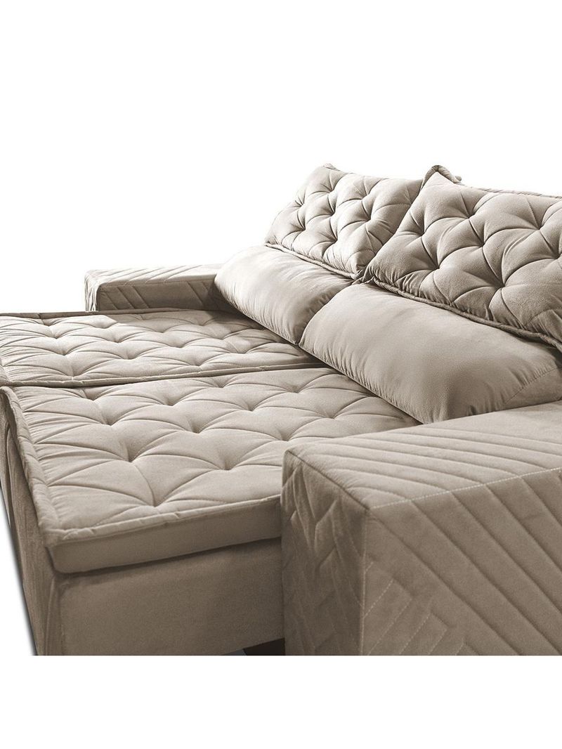 Sofá Retrátil E Reclinável 2,30m Essence Velusoft Bege Cama Inbox