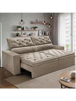 Sofá Retrátil E Reclinável 2,30m Essence Velusoft Bege Cama Inbox