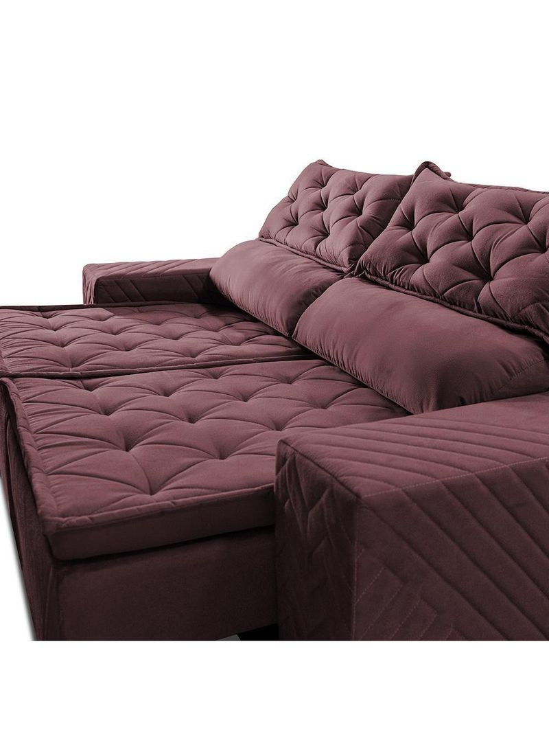 Sofá Retrátil E Reclinável 2,30m Essence Velusoft Vinho Cama Inbox