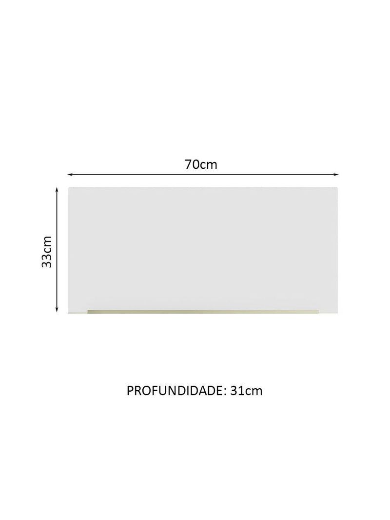 Armário aéreo 70 cm 1 porta branco/branco veludo lux madesa