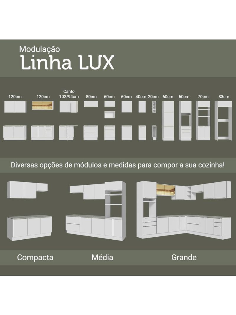Armário aéreo 70 cm 1 porta branco/branco veludo lux madesa