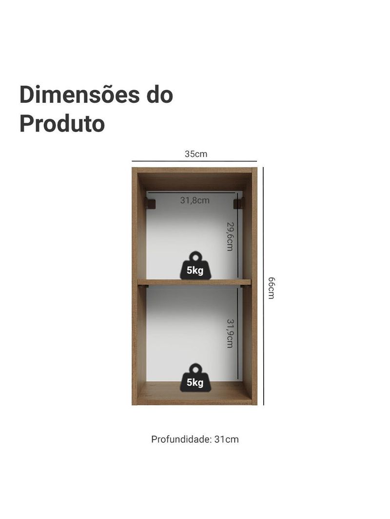 Armário aéreo 35 cm 1 porta  vik madesa