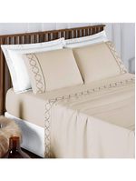 Jogo cama lençol santoro queen micropercal 300 fios 4 peças - bege