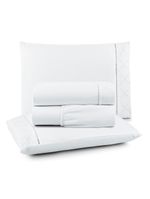 Jogo cama lençol santoro casal padrão micropercal 300 fios 4 peças - branco