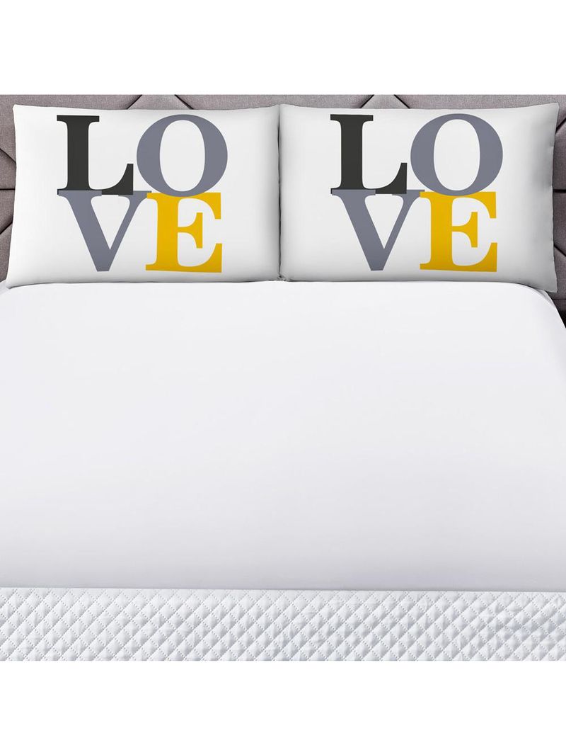 Jogo cama lençol shine king microfibra 180 fios 3 peças - love branco