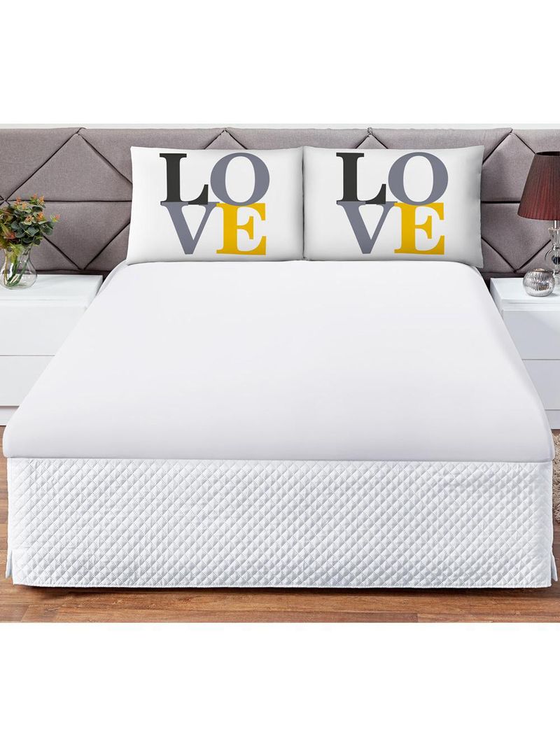 Jogo cama lençol shine queen microfibra 180 fios 3 peças - love branco