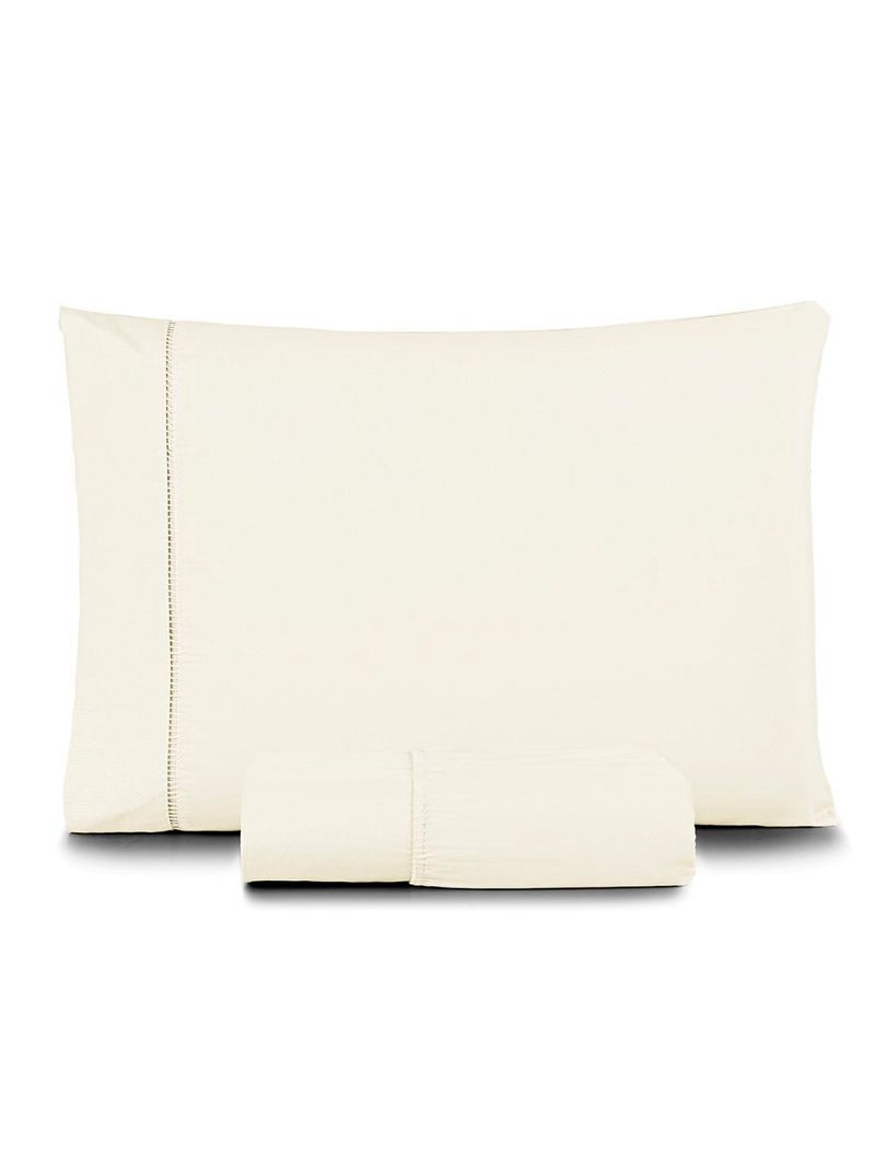 Jogo cama lençol home basic solteiro 180 fios c/ ponto palito 2 peças - palha