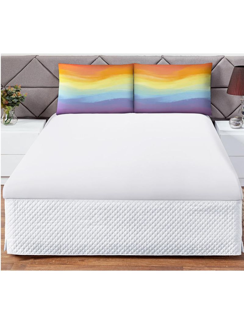 Jogo cama lençol shine casal microfibra 180 fios 3 peças - tie dye branco