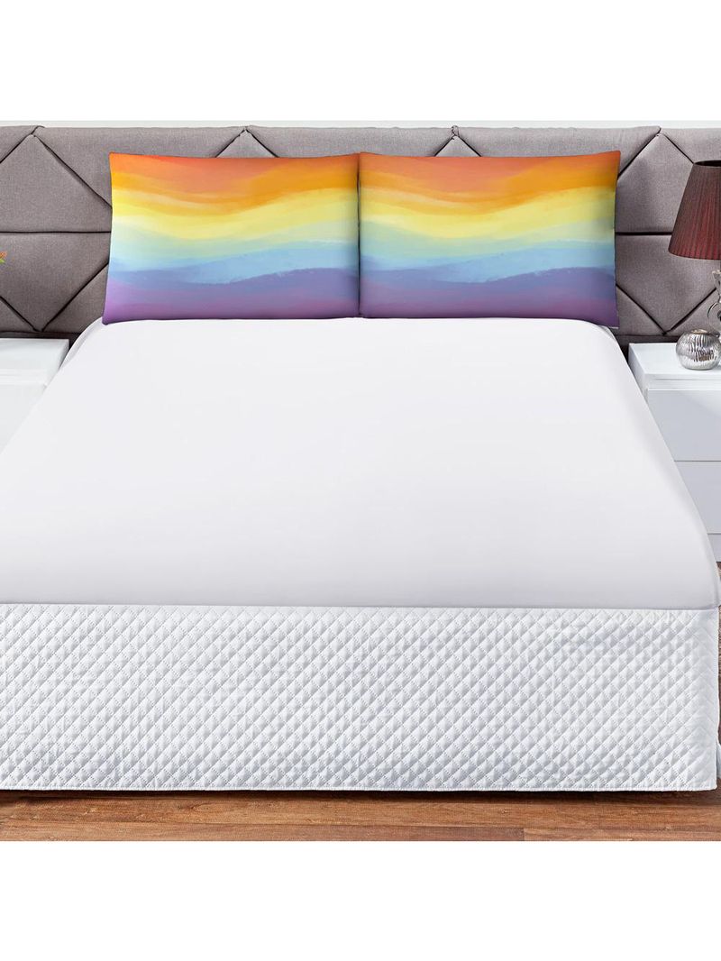 Jogo cama lençol shine casal microfibra 180 fios 3 peças - tie dye branco