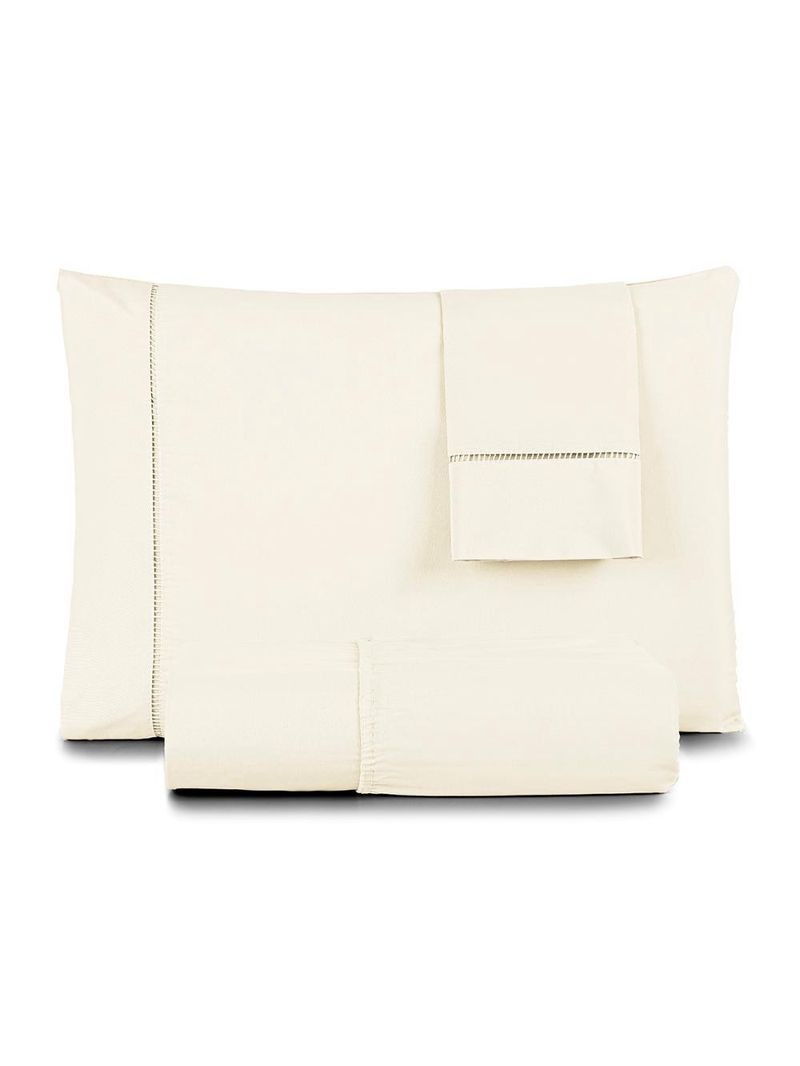 Jogo cama lençol home basic queen 180 fios c/ ponto palito 3 peças - palha