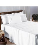 Jogo cama lençol santoro queen micropercal 300 fios 4 peças - branco