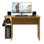 Mesa Home Office Gamer Shadow Freijó Com Prateleira E Suporte Para Cpu E Fone