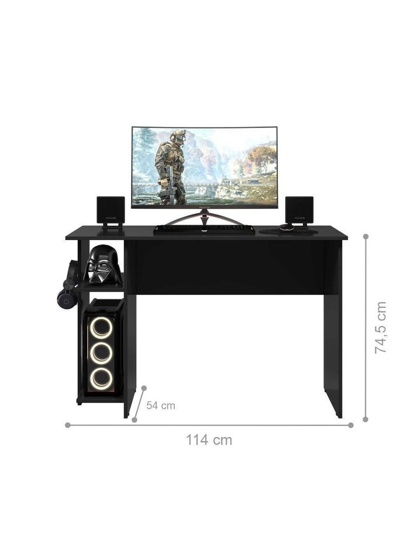 Mesa P/ Escritório E Gamer Preto Fosco (387537)