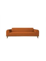 Sofá Living átila 2,10m Em Veludo Terracota Base Madeira Maciça