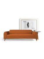 Sofá Living átila 2,10m Em Veludo Terracota Base Madeira Maciça