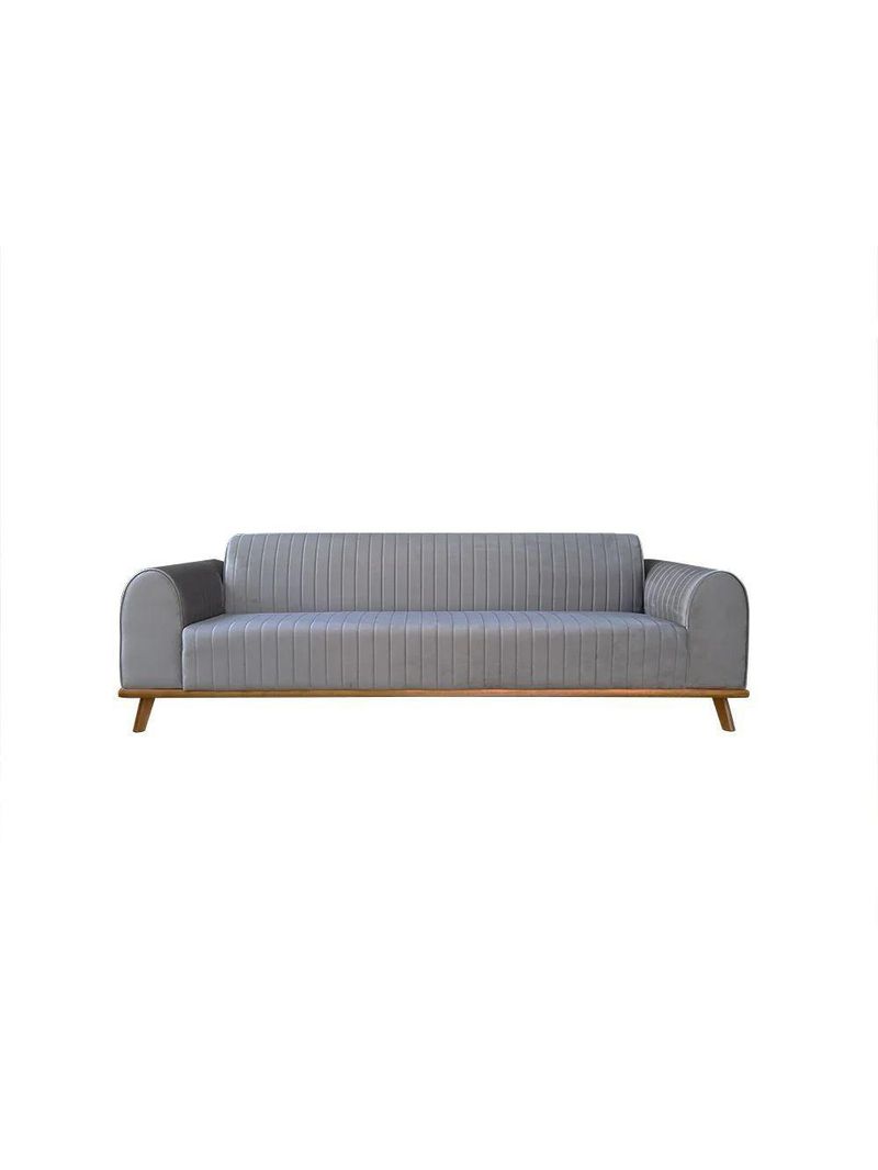 Sofá Living átila 2,50m 5 Lugares Veludo Chumbo