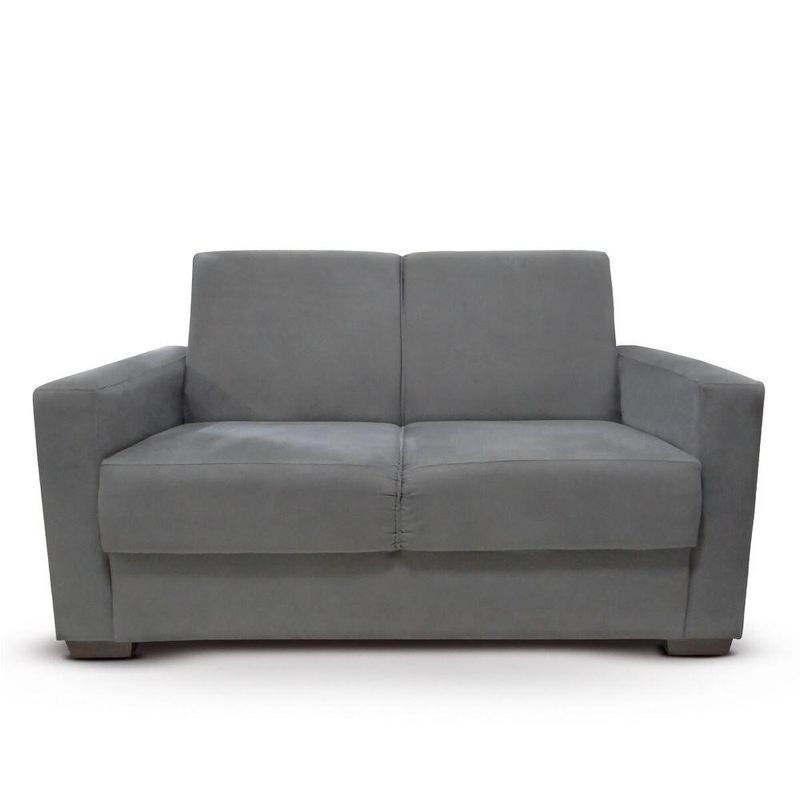 Sofá Estofado 2 Lugares Sala Estar Recepção Mariana Suede Cinza