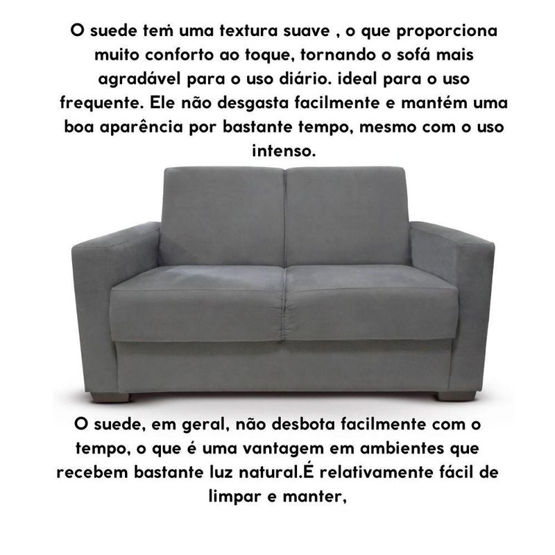 Sofá Estofado 2 Lugares Sala Estar Recepção Mariana Suede Cinza