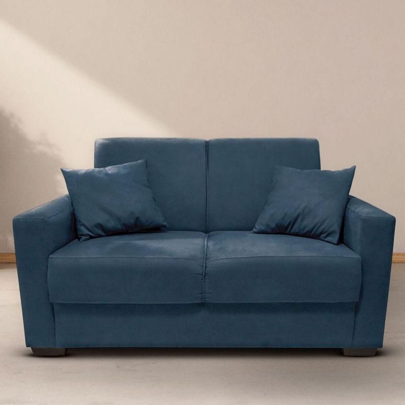 Sofá Estofado 2 Lugares Sala Estar Recepção Gabriela Suede Azul Marinho