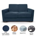 Sofá Estofado 2 Lugares Sala Estar Recepção Gabriela Suede Azul Marinho