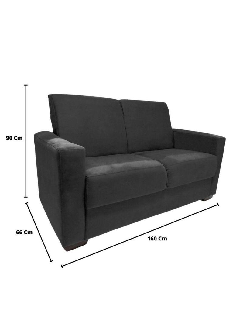 Sofá Estofado 2 Lugares Sala Estar Recepção Mariana Suede Preto