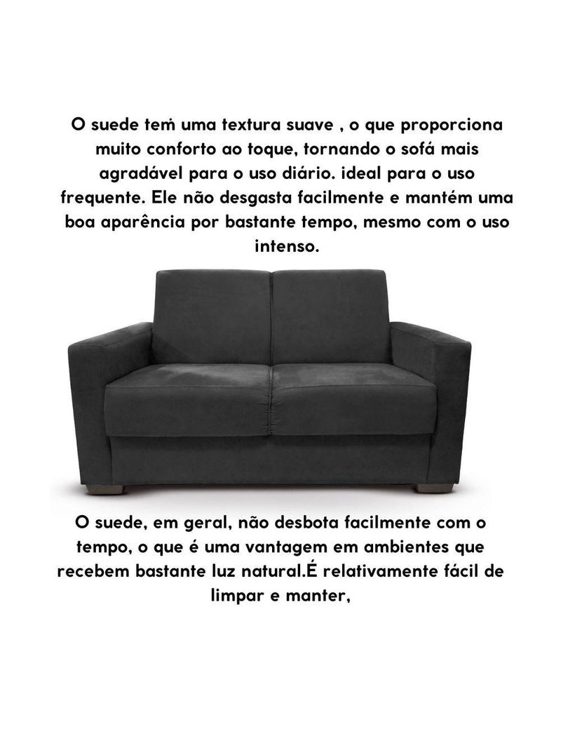 Sofá Estofado 2 Lugares Sala Estar Recepção Mariana Suede Preto