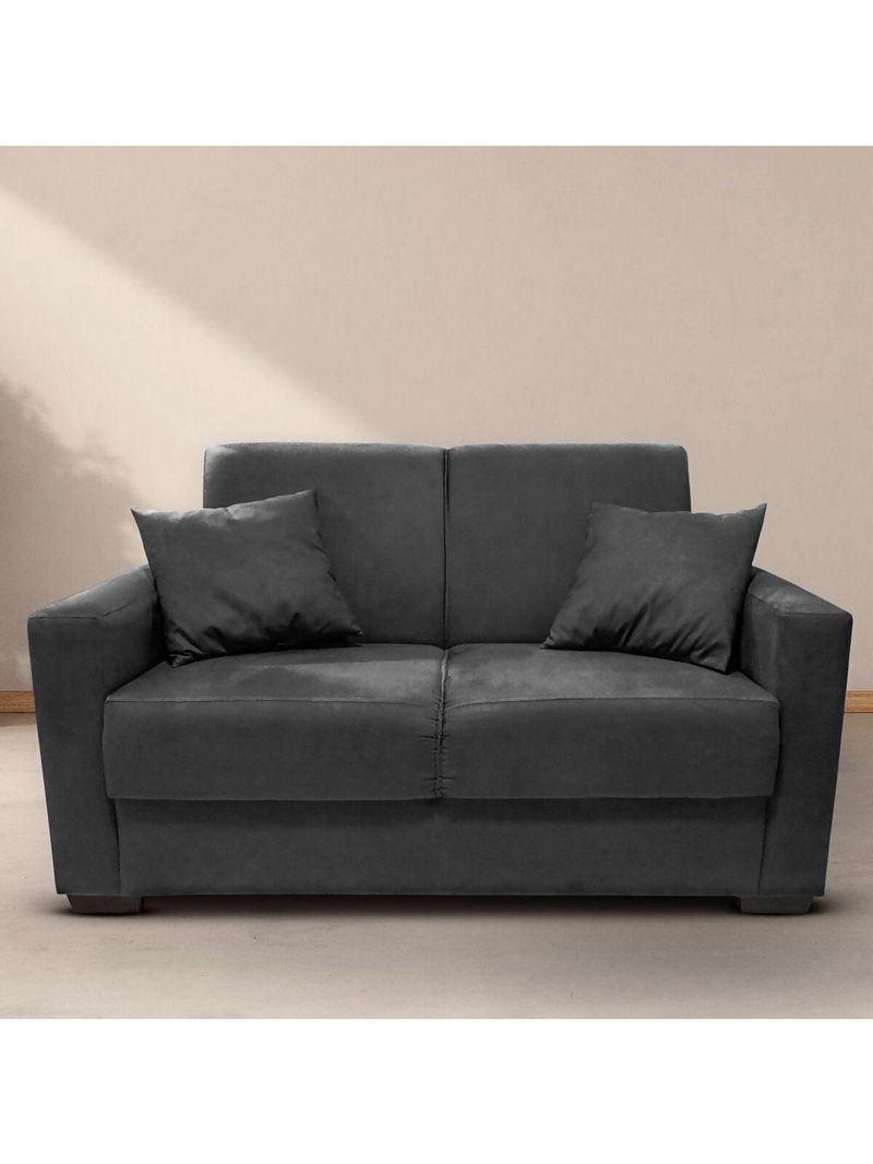 Sofá Estofado 2 Lugares Sala Estar Recepção Gabriela Suede Preto
