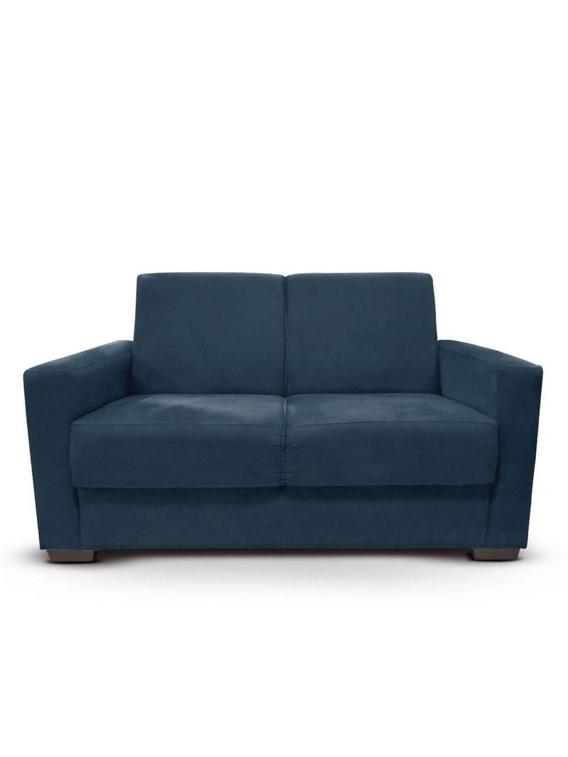 Sofá Estofado 2 Lugares Sala Estar Recepção Mariana Suede Azul Marinho