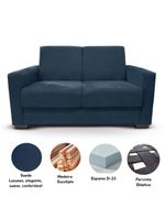 Sofá Estofado 2 Lugares Sala Estar Recepção Mariana Suede Azul Marinho