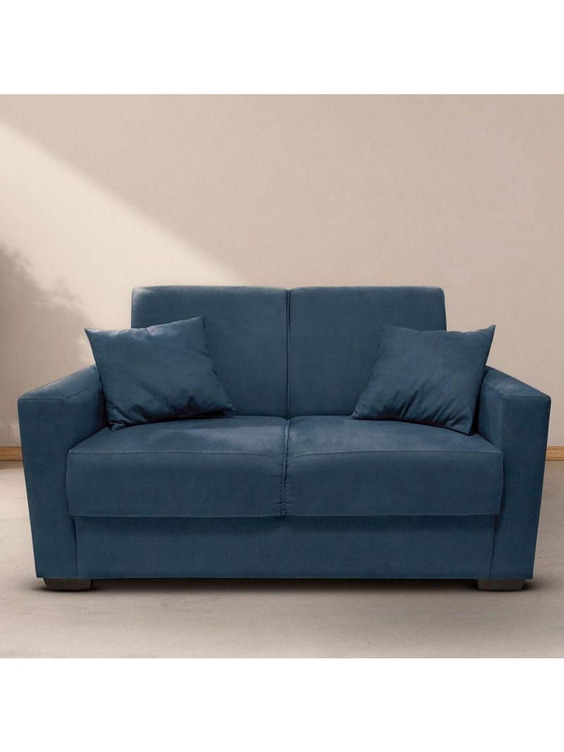 Sofá Estofado 2 Lugares Sala Estar Recepção Mariana Suede Azul Marinho
