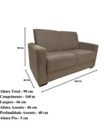 Sofá Estofado 2 Lugares Sala Estar Recepção Mariana Suede capuccino