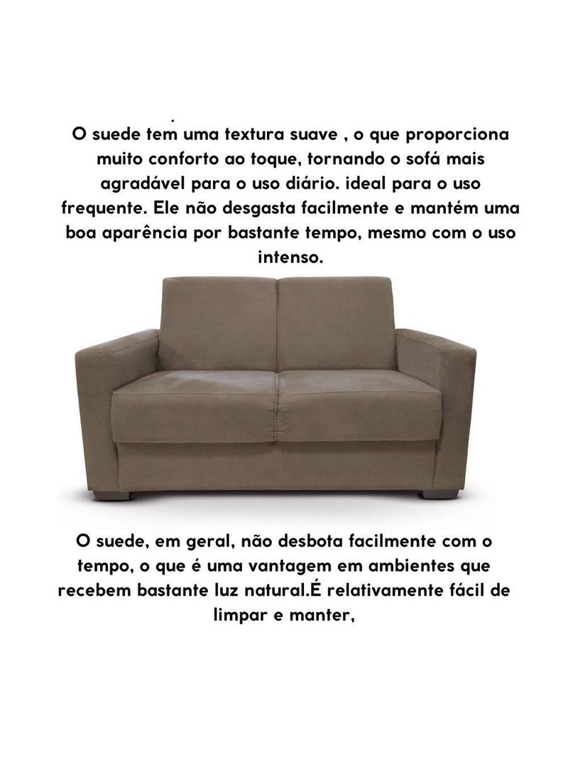 Sofá Estofado 2 Lugares Sala Estar Recepção Mariana Suede capuccino