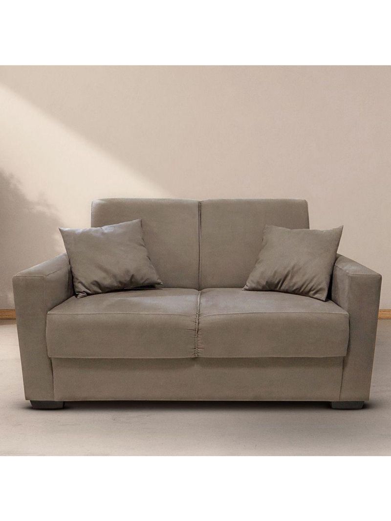 Sofá Estofado 2 Lugares Sala Estar Recepção Mariana Suede capuccino