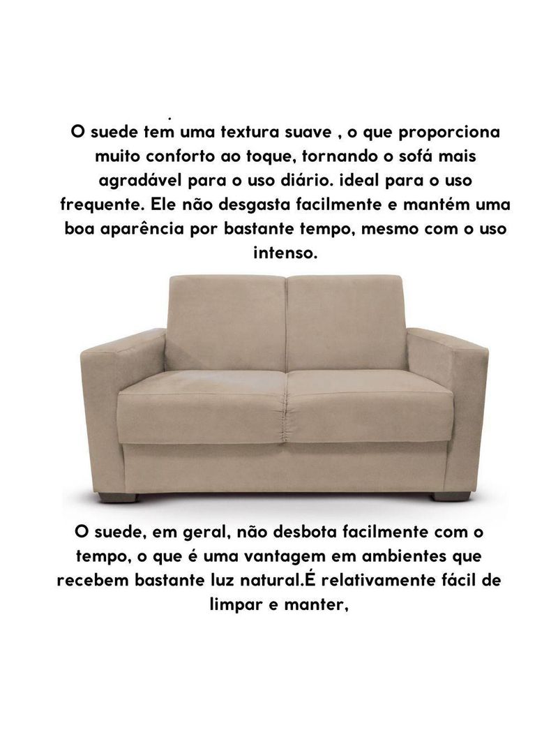 Sofá Estofado 2 Lugares Sala Estar Recepção Mariana Suede Bege