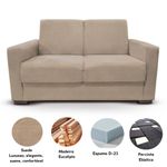 Sofá Estofado 2 Lugares Sala Estar Recepção Gabriela Suede Bege