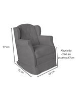 Poltrona Decorativa Amamentação Balanço E Puff Bebê Suede Cinza