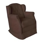 Poltrona Decorativa Amamentação Balanço E Puff Bebê Suede Marrom