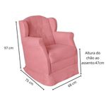 Poltrona Decorativa Amamentação Balanço E Puff Bebê Suede Rosê