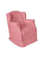 Poltrona Decorativa Amamentação Balanço E Puff Bebê Suede Rosê