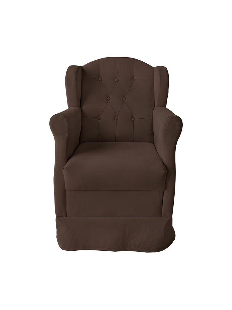 Poltrona Decorativa Amamentação Balanço E Puff Bebê Suede Marrom
