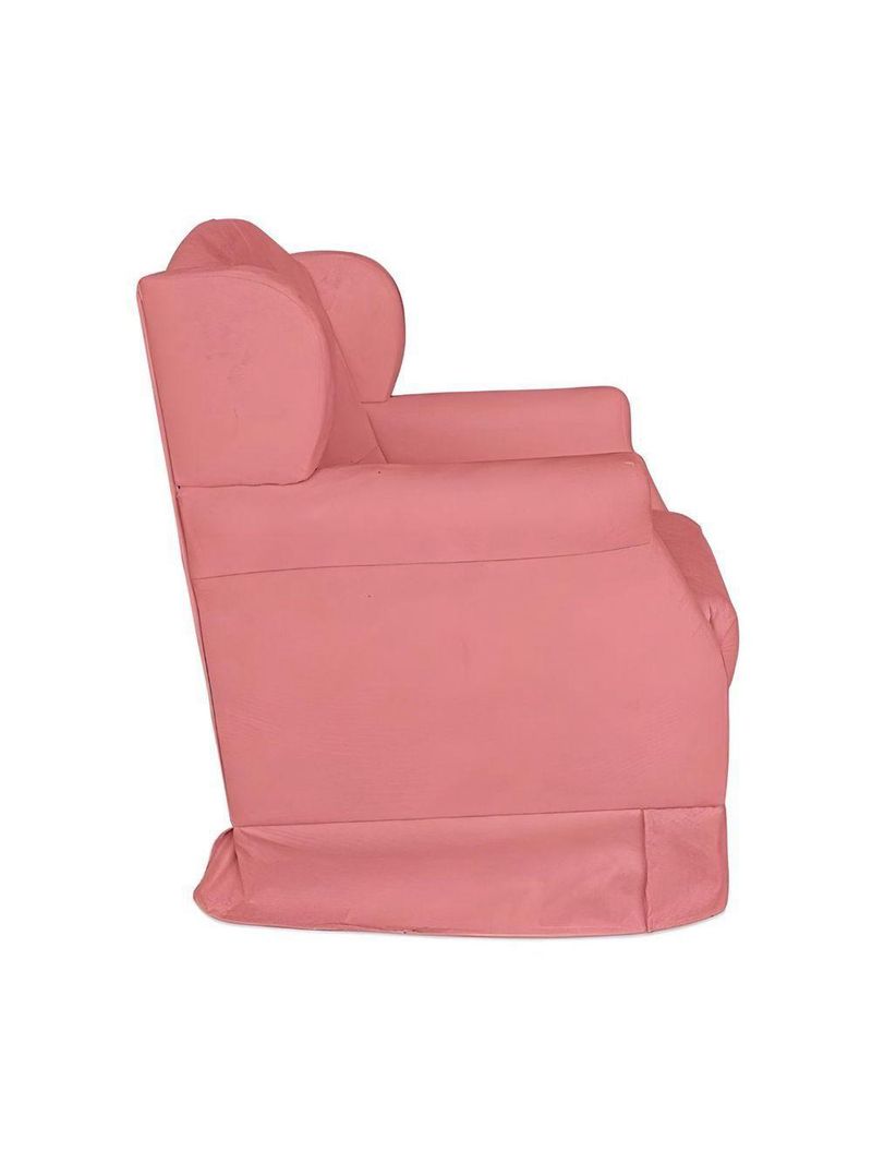 Poltrona Decorativa Amamentação Balanço E Puff Bebê Suede Rosê