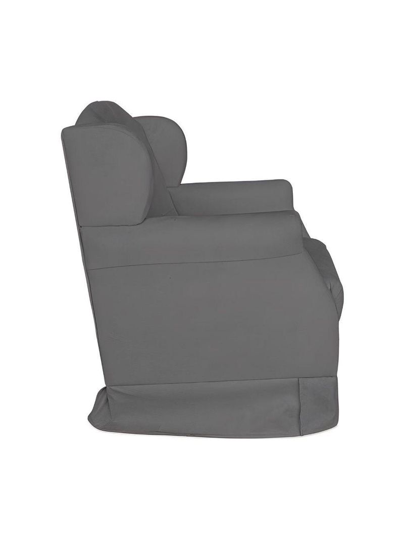 Poltrona Decorativa Amamentação Balanço E Puff Bebê Suede Cinza